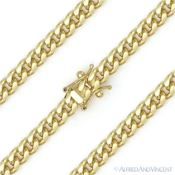 925 Solid Sterling Silver 14k Gold Miami Cuban Link Chain 2.5mm Italy